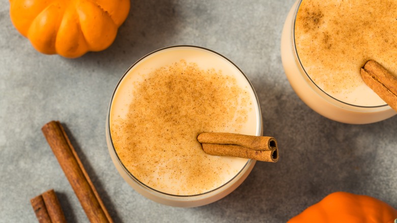 Eggnog with pumpkins and cinnamon